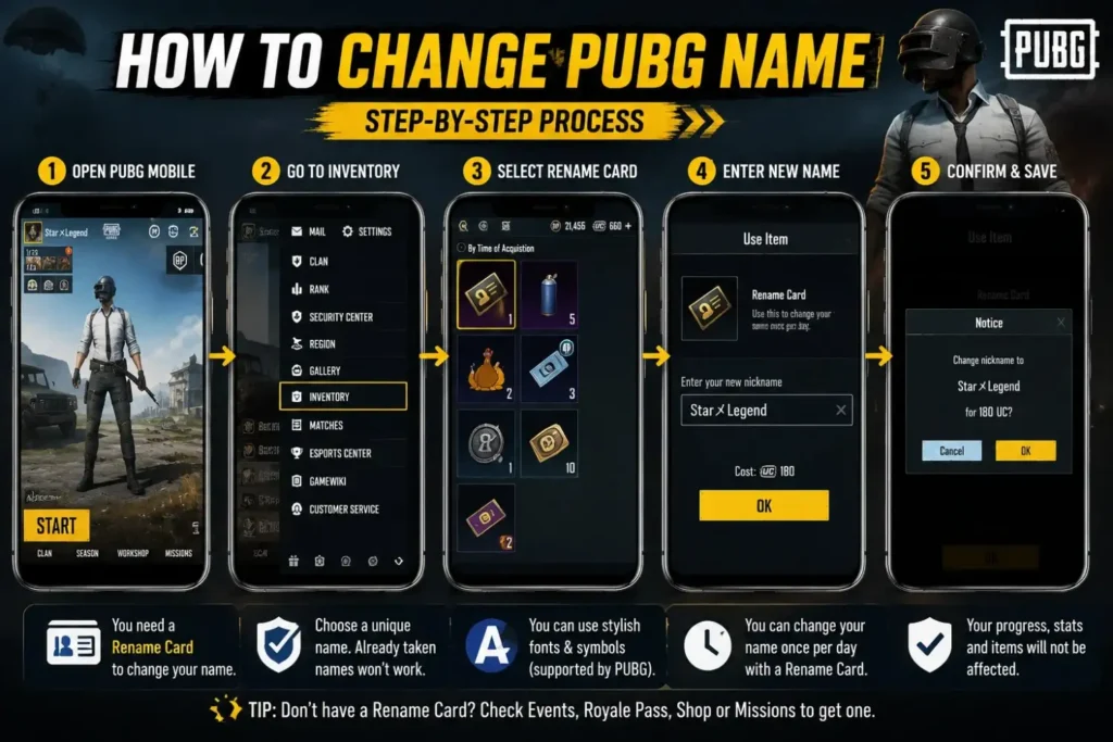 PUBG Name Change Step-by-Step