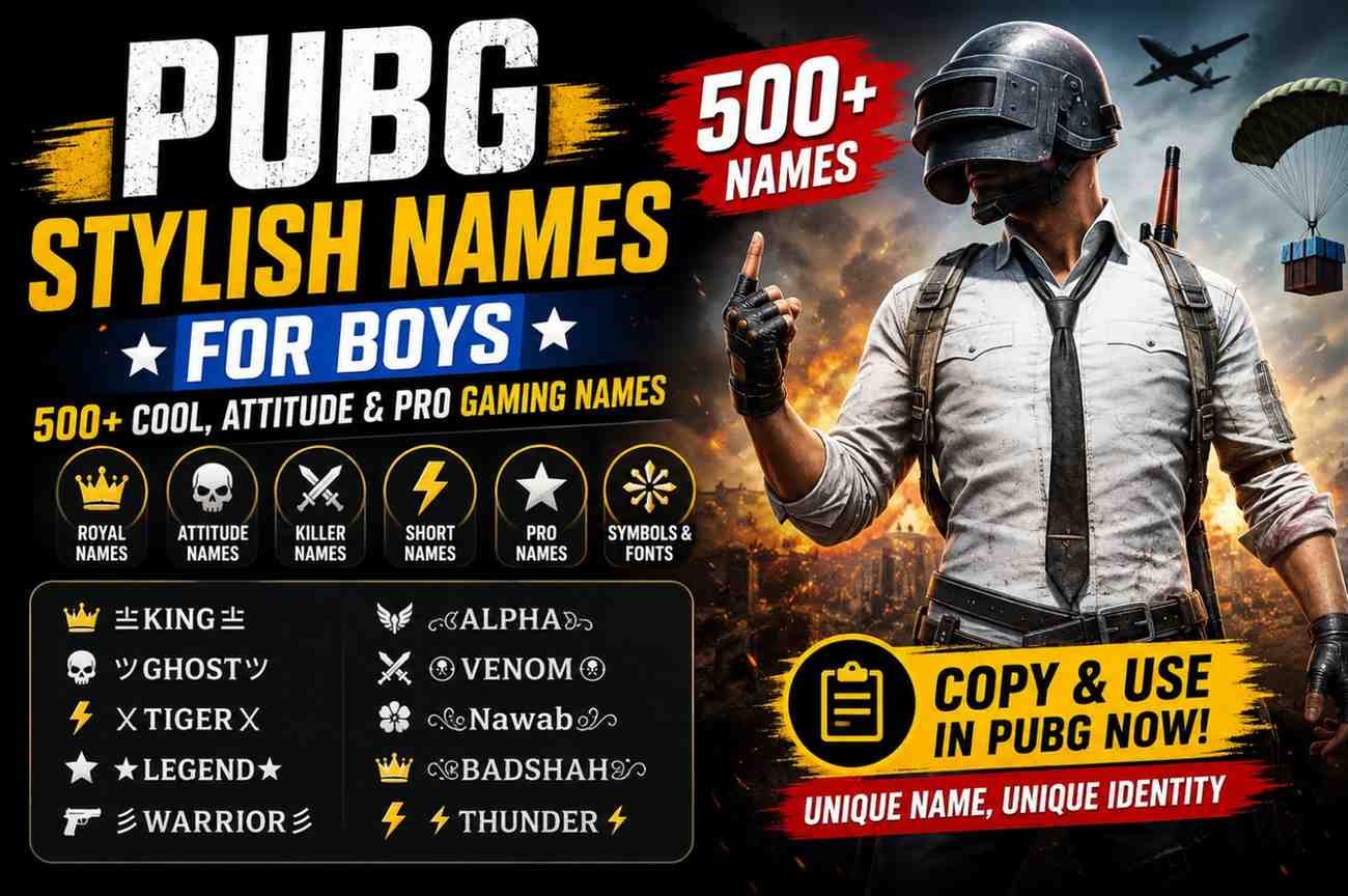 PUBG Stylish Names for Boys